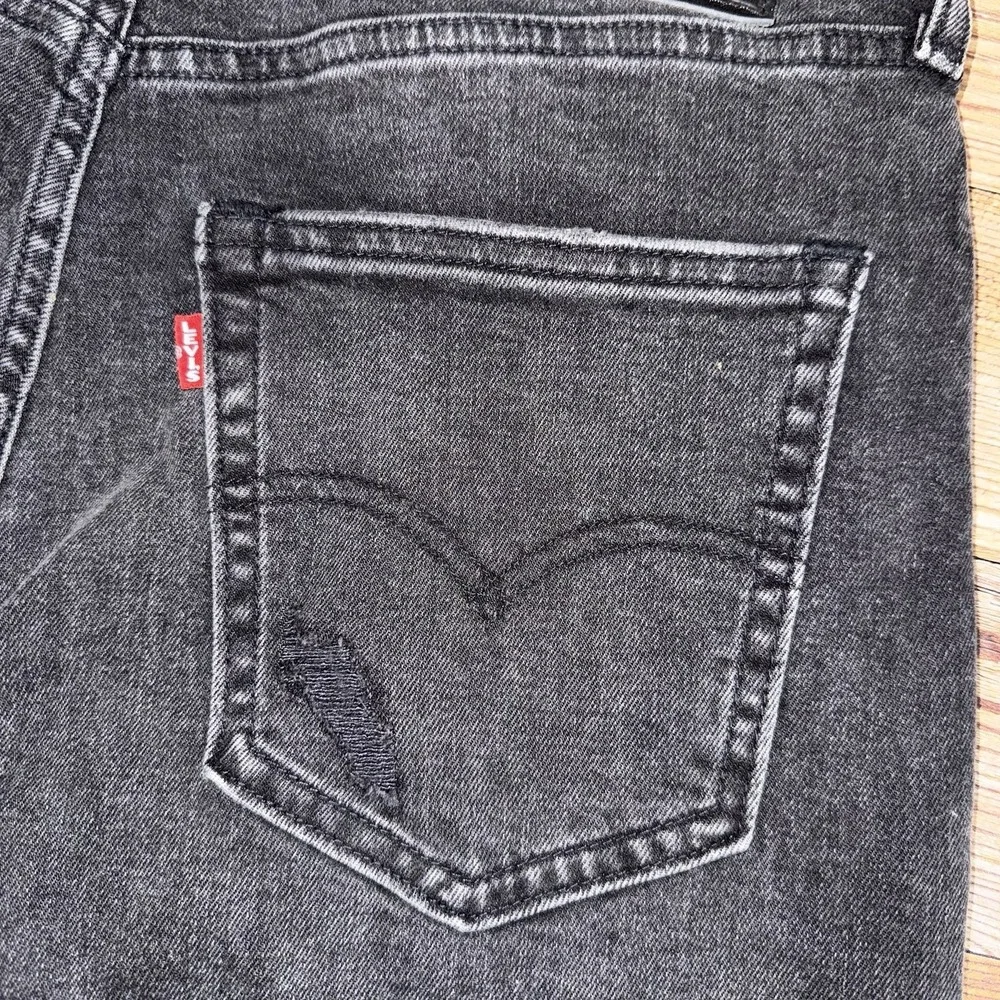 Levis 512 Distressed Jeans Mens Size 32x32 Black Faded Cotton Blend Stretch